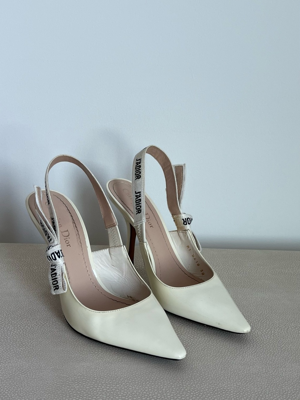 Dior Ivory J'Adior Slingback Pointed Pumps